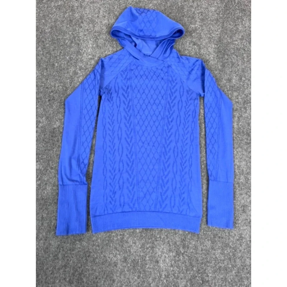 Lululemon Rest Less Textured Cable Knit Hoodie Royal Blue Women's No size tag 2?